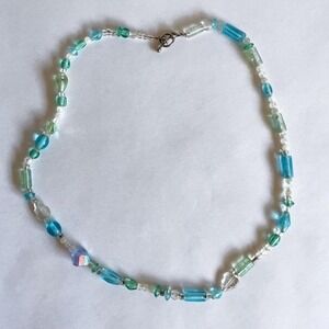 Vintage 90s Handmade Whimsical Fairy Leaf Beaded Necklace